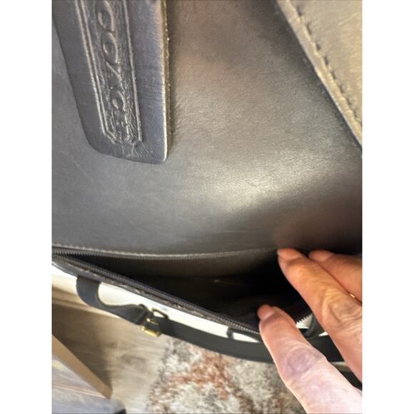 Vintage COACH Black Leather Backpack Daypack Bag Drawstring - Picture 8 of 11